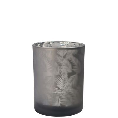 Sompex lifestyle awhia teelichtglas windlicht design farn silber/dunkel-grau glas klein
