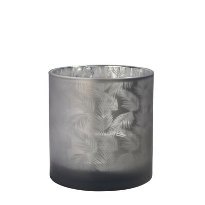 Sompex lifestyle awhia teelichtglas windlicht design farn silber/dunkel-grau glas mittel