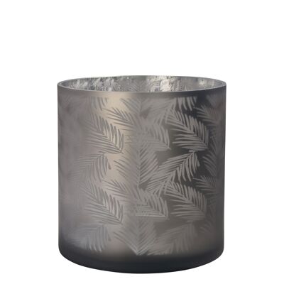Sompex lifestyle awhia teelichtglas windlicht design farn silber/dunkel-grau glas groß