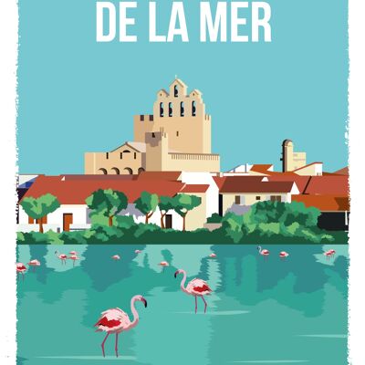 Teich Saintes Maries und Flamingos 50x70