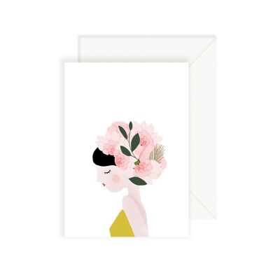 Tarjeta de retrato de cabello floral