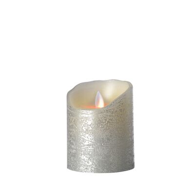 Sompex lifestyle flame bewegliche flamme led echtwachs-kerze 8x10cm silber fernbedienbar "das original"