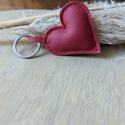 Red leather key ring