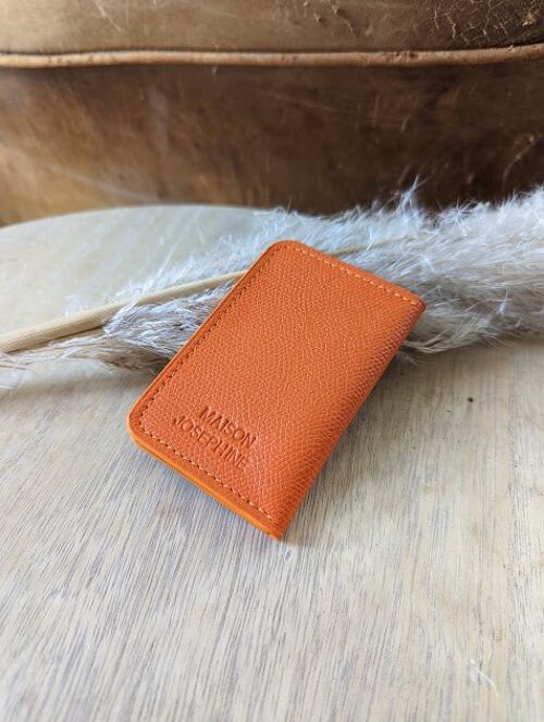 Porte-cartes en cuir orange