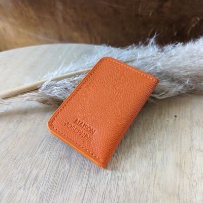 Porte-cartes en cuir orange