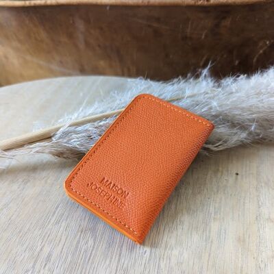 Orange leather card holder