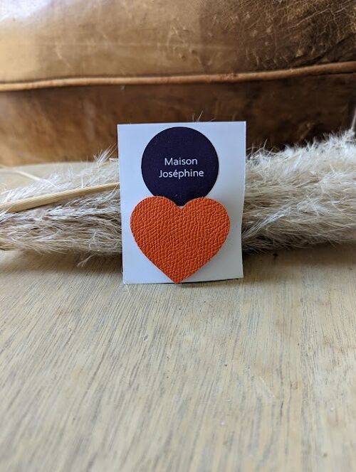 Barrette coeur orange