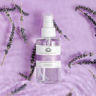 70% Alcohol Organic Hand Sanitiser Spray - Lavender & Rose Geranium - Natural & Organic Mini (68 g)