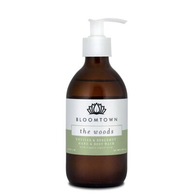 Gel de Baño Orgánico para Manos y Cuerpo - The Woods (Vetiver, Cedar & Bergamot) - Con Dosificador