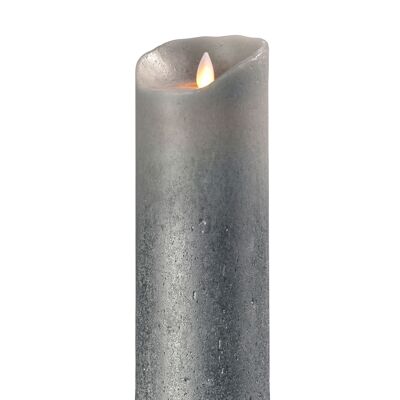 Sompex lifestyle flame bewegliche flamme led echtwachs-kerze 8x23cm grau-metallic fernbedienbar "das original"