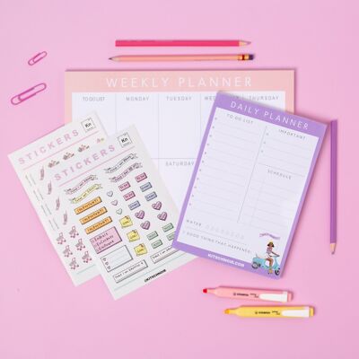 Paquete de planificador - Planificador semanal rosa