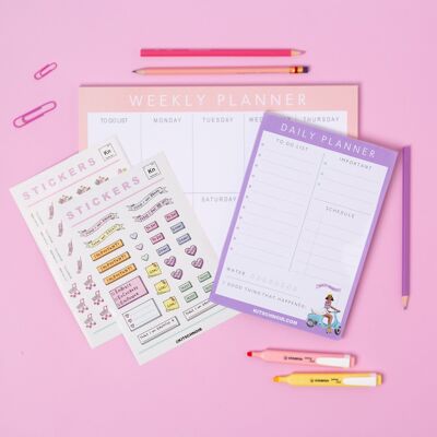 Pacchetto Planner - Planner settimanale rosa