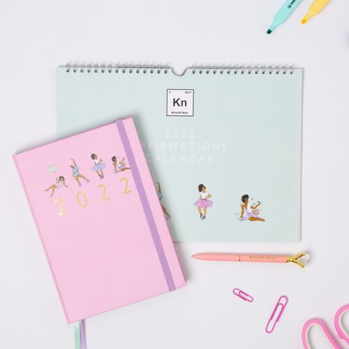 Matching 2022 Affirmations Diary, Calendar & Pen Bundle - Pastel Pink