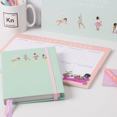 2022 Ultimate Organisation Bundle - Minty Mint (Pink Weekly Planner & Pink Post it Notes)