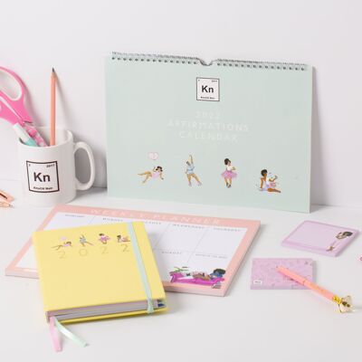 2022 Ultimate Organisation Bundle - Mellow Yellow (Pink Weekly Planner & Pink Post it Notes)