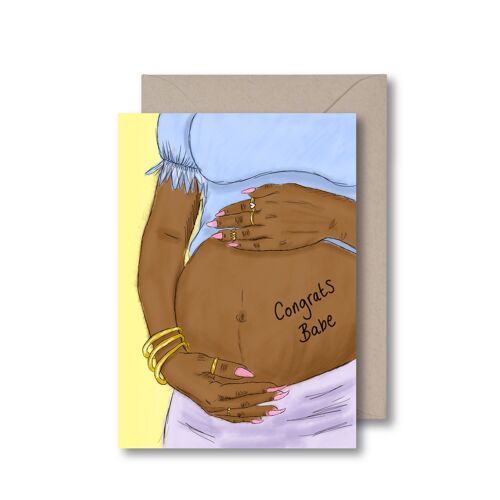 Pregnant - Congrats Babe Greeting Card