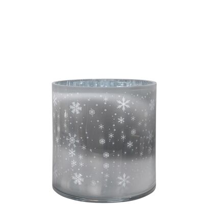 Sompex christmas lifestyle awhia teelichtglas windlicht glas design stars silber/weiss sehr groß