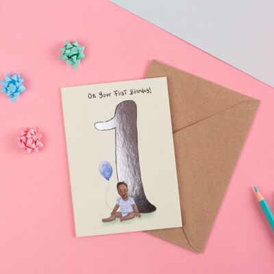 On your first birthday - Boy Greeting Card