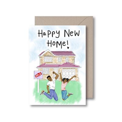 Glückliches neues Zuhause - ein Paar-Gruß-Karte