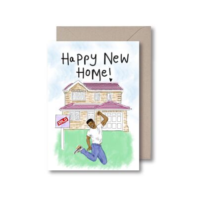 Happy New Home - 1 homme Carte de vœux