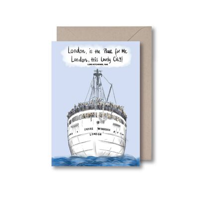 Cartolina d'auguri della barca di Windrush