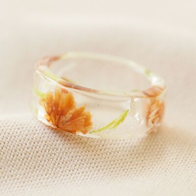 Ring aus Naturharz mit getrockneten Blumen - S/M