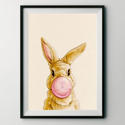 Tirage d'art "Lapin avec chewing-gum"