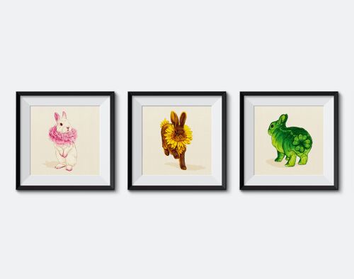 Kunstdruck "Blumen Kaninchen - Serie 2"