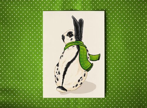 Postkarte "Hase mit grünem Schal"
