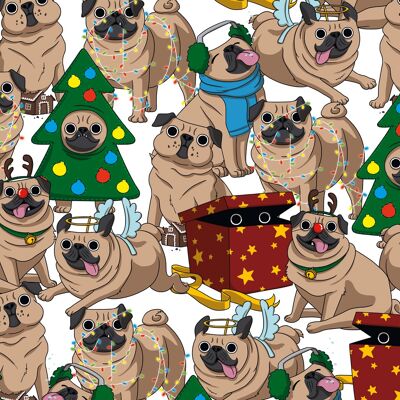 Papel de regalo “Navidad Pug”