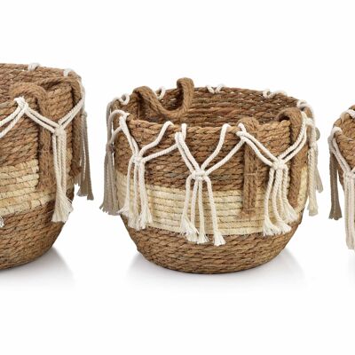 BALI SET OF 3 BASKETS L 33xh27cm, M 29Xh24cm, W24xh21cm