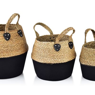 BALI SET DI 3 CESTELLI L30x38xh34cm, M28x32xh28cm, L23x26xh24cm