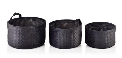 SARA BLACK SET OF 3 BASKETS L30xh18cm, M27xh16cm, W24xh14cm