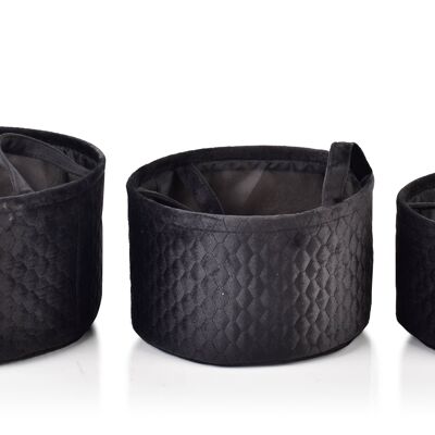 SARA BLACK SET OF 3 BASKETS L30xh18cm, M27xh16cm, W24xh14cm