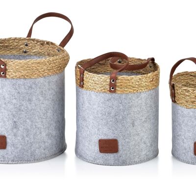 AMPARO SET OF 3 BASKETS 28xH28CM, 24xH24CM 20xH20CM