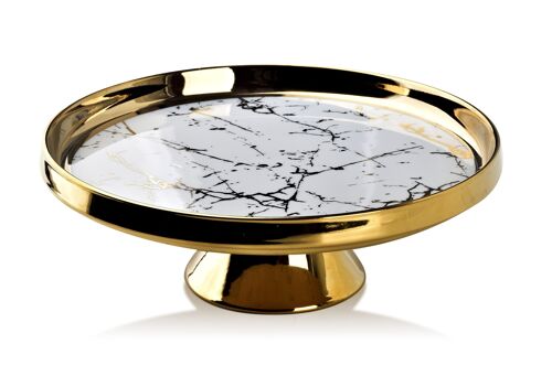 BASIC Cake stand 25xh9cm golden marble