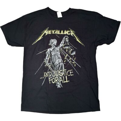 Metallica T Shirt - And Justice For All Album Full Colour With Backprint 100% Official