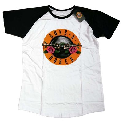 Guns N Roses T Shirt - Appetite For Destruction Circle  Baseball 100% Official - White