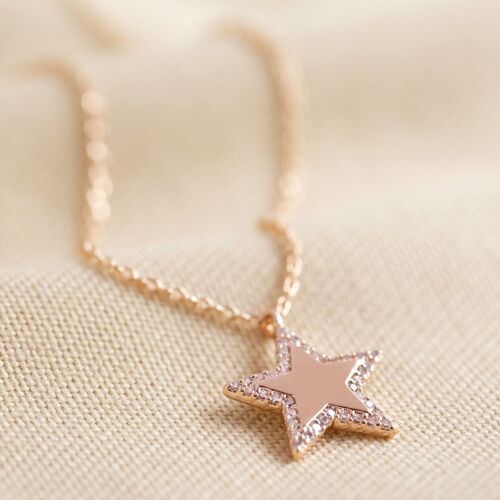 Crystal Star Necklace in Rose Gold