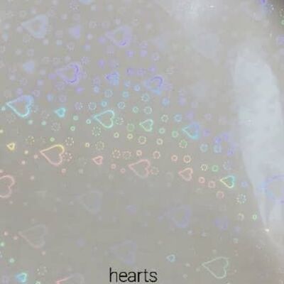 A4 Transparent hearts holographic self adhesive vinyl.