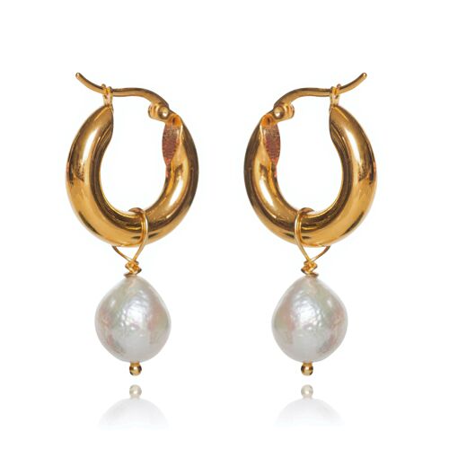 Funky Hoops pearl earrings