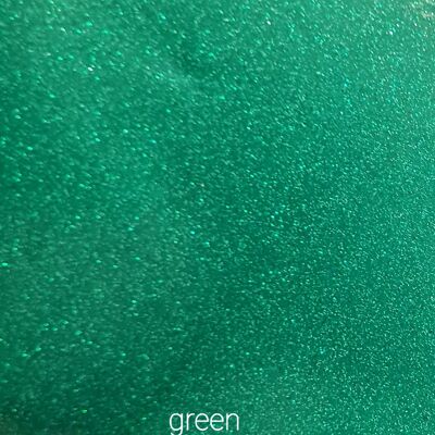 Glitter permanent self adhesive vinyl, Green A4