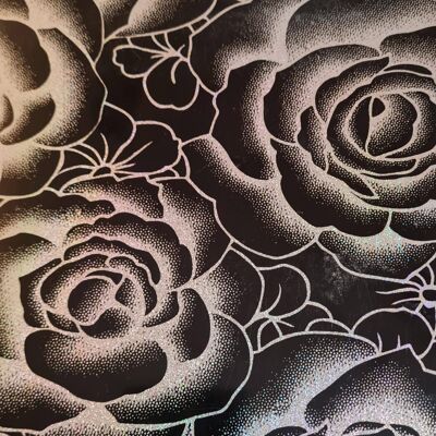 HTV Black/Holo roses pattern 1m