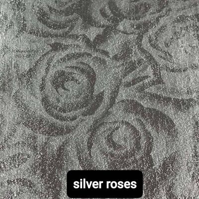 Premium metallic pattern silver roses A4