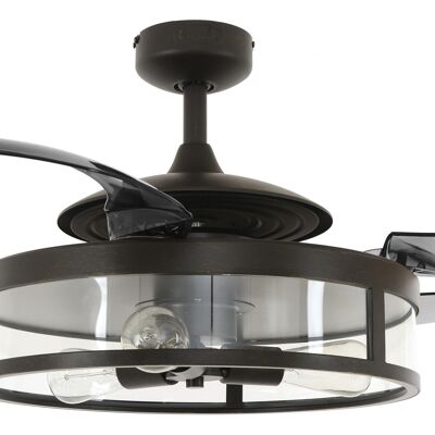 FANAWAY - Classic Deckenventilator mit ausfahrbaren Flügeln, Fernbedienung und Licht, Schwarz