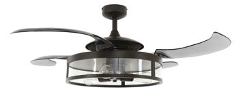 FANAWAY - Ventilateur de plafond classique à pales rétractables, télécommande et éclairage, noir 1