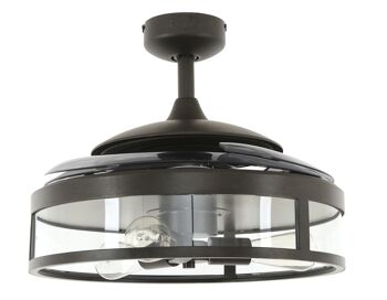 FANAWAY - Ventilateur de plafond classique à pales rétractables, télécommande et éclairage, noir 4
