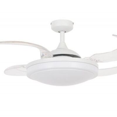 FANAWAY - Ventilateur de plafond Evora avec pales rétractables, télécommande et éclairage, blanc