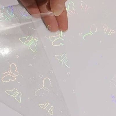 Transparent holographic self adhesive vinyl butterfly A4