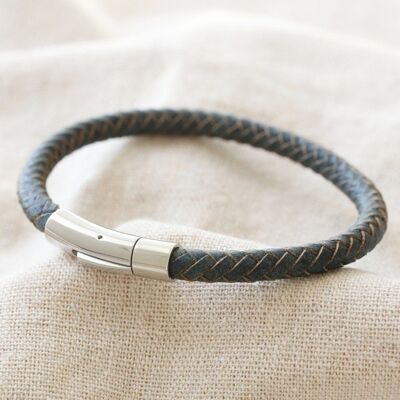 Antiqued Leather Bracelet - Navy M/L